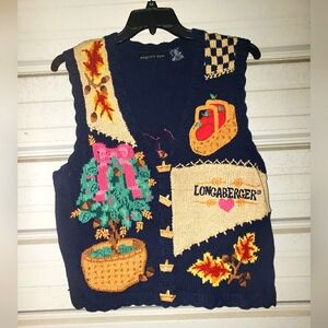 Vintage XL Size Longaberger Basket Sweater vest top women's fall apples 🍎